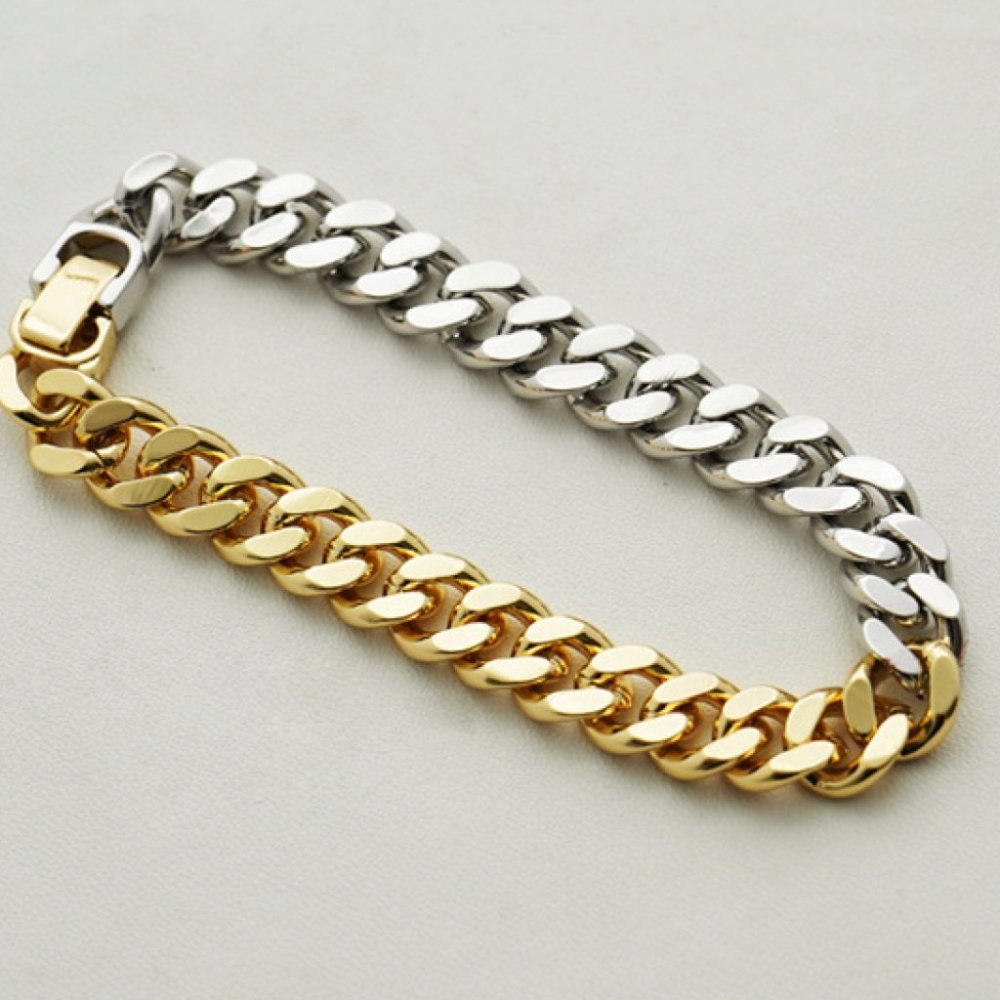 Two-Tone Chunky Chain Bracelet Gold/Silver New With Tags